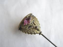 Vintage Victorian Gold Filled Ornate Pink Stone Long Hat Pin Hat Pins Victorian Gold Pink Stone