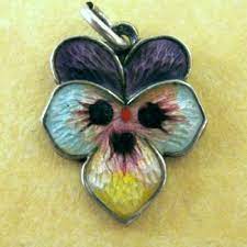 Http Www Ebay Com Itm Vintage German Art Deco Silver Enamel Pansy Flower Bracelet Charm Think Of Me 331336648990 Nma Tr Pansies Flowers Pansies Flower Charm