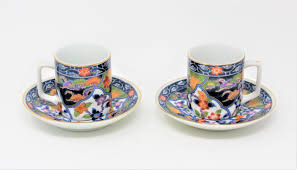Antique melbarose 🦩 melba china hand painted bird 🦜tea cup & saucer rd. Demitasse Cup And Saucers Andrea By Sadek Oriental Imari Set Of 2 Japan Antigo Trunk