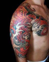Check spelling or type a new query. Red Japanese Octopus With Anchor Guys Half Sleeve And Chest Tattoos Japanese Tattoo Octopus Tattoo Design Japanese Tattoo Designs