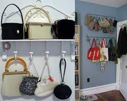 Wall Hooks Under A Shelf Put Clutches Small Purses On Shelf Purse Organization Storage Diy Purse Handbag Storage