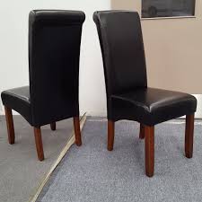 Modern black fabric dining bench with stainless steel legs. Furniture Place Vera Dining Chair Black Pu Leather Antique Oak Legs