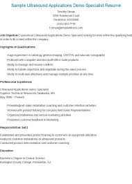 Sample Ultrasound Applications Demo Specialist Resume Resume Sample Resume Free Resume