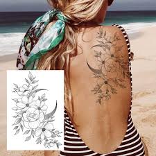 Your back is the perfect place for your new tattoo design. Egm Bgm 6 Sheets 3d Sexy Women S Temporary Tattoos Flowers Girls Black Ink Tribal Large Rose Temporary Tattoos Faur Sticker Adult Colour Fake Tattoo Arm Moon Large Peony Peony Peony Amazon De Beauty