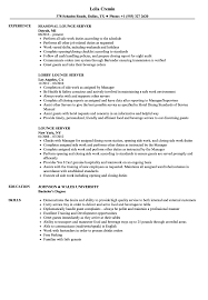 lounge server resume samples velvet jobs