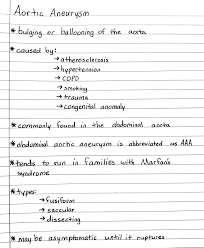 Aortic Aneurysm Medical School Studying Nursing School Notes Paramedic School
