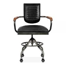 Wren Industrial Office Chair Genuine Leather Antique Black Antique Black Chair Execut Industrial Office Chairs Office Chair Industrial Office