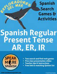 Spanish Verb Game Present Regular Verbs Ar Er Ir Presente Verbos Regulares Easy Prep Learning Spanish Verb Games