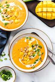 Thai Mango Peanut Soup Veggie Jam English Rezept Vegane Suppenrezepte Gefullte Paprikaschoten Sauber Essen Snacks
