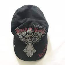 Hard Rock Cafe Las Vegas Womens Black Red Embroidered Rock N Roll Cap Hat Hardrockcafe Lasvegas Rocknroll Black And Red Hard Rock Cafe Las Vegas Hard Rock