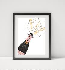 Champagne Bottle Watercolor Digital Print Champagne Wall Art Gift For Wedding Bridal Women Bar Art Champagne Decor Kitchen Pink Art In 2020 Champagne Decor Bar Art Gold Watercolor