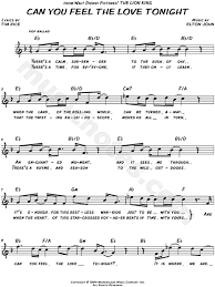 Can you feel the love tonight? Can You Feel The Love Tonight From The Lion King Sheet Music Leadsheet In F Major Transposable Download Print Sku Mn0123289