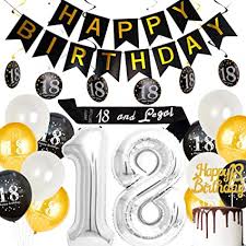 18th birthday party ideas for guys. 18th Birthday Party Decorations For Boys Black And Gold Happy 18th Birthday Cake Topper 18 And Legal Sash Hanging Swirls Amazon Co Uk Home Kitchen