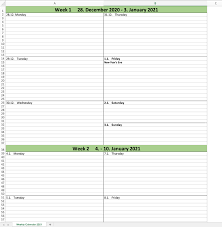 2021 calendar in excel spreadsheet format. Free Weekly Calendar Excel Template For 2021
