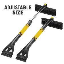 Aluminum handle roof rake (16) Car Snow Brush Extendable Snow Removal With Ice Scraper Foam Grip Detachable Snow Ice Removal No Scratch Winter Cleaning Tool For Car Auto Truck Suv Windshield Windows Yellow Black