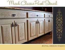 Cabinetry With Stenciled Style Stencil Furniture Furniture Diy Painted Furniture