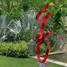 Lighten up your lilies, add spice to your spices, and let your sunflowers shine with colorful garden decorations and hanging outdoor décor. Statements2000 Large Metal Garden Sculpture Modern Yard Art Indoor Outdoor Decor By Jon Allen Red Allure With Silver Base Overstock 29095053