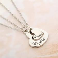 2pcs Matching Necklace Set Mother Daughter Mom Family Hearts Love Silver Tone Mother Daughter Necklaces Set Daughter Necklace Set Daughter Necklace