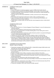 Marketing Specialist Resume Samples Velvet Jobs