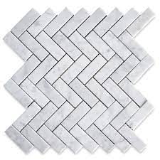 Rebecca lehde, inspiro 8 studios our first example is a classic primary bathroom with floor and wall marble tile, by rebecca lehde via houzz. Stone Center Online Carrara White Marble 1x3 Herringbone Mosaic Tile Honed For Kitchen Backsplash Bathroom Flooring Shower Surround Dining Room Entryway Corrido Spa 1 Sheet Amazon Com Tools Home Improvement