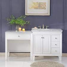 It's made from solid poplar wood in a neutral finish, and and the included undermount sink with a rectangular silhouette is made from ceramic. Makeup Vanity Tables Bathroom Makeup Vanity Makeup Sink Vanity