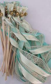 Posted 8 years ago in accessories. Personalized Wedding Ribbon Wands Set Of 100 Lace Wands Custom Colors Names Date Weddings Baby Birthday Wedding Wands Wedding Ribbon Wands Wedding Ribbon