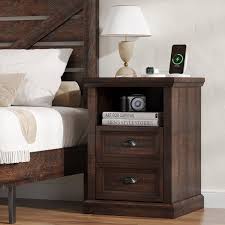 Farmhouse Nightstand with Charging Station