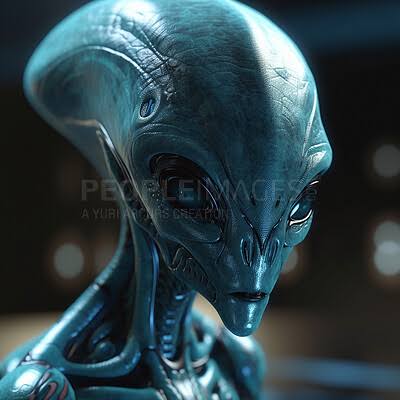 Alien attack or abduction or in a UFO space ship, visitor or scary world or  universe with invasion, technology and martians. A close up or portrait of  aliens for horror, strange and