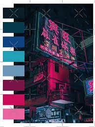 Our 2019 creative trends report identified a surge in bright hue designs, from the glowing neon lights of yesterday's tomorrow to the dynamic rainbow spectrum in our prism trend. Cyberpunk Aesthetic Color Palette Poster Cyberpunk Aesthetics Tokyo Neon Sign Color Palette De Gregggggg