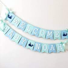 Whale Baby Shower Banner Nautical Boy Shower Decorations Whale Etsy Baby Shower Banner Boy Welcome Baby Banner Baby Shower Decorations For Boys