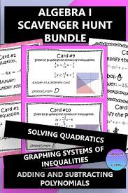 Algebra 1 Scavenger Hunt Bundle Algebra Algebra 1 High School Algebra