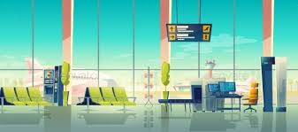Airport Security Scan Vector Terminal Checkpoint Cenario Anime Fundo De Animacao Fundo Para Video