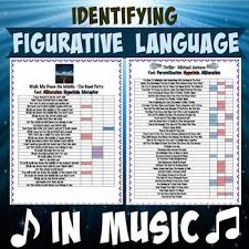 Figurative language in rap songs and poems. Figurative Language In Popular Songs With Suggested Answer Key By Mskcpotter