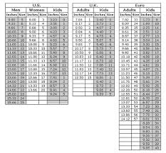 shoe size conversion chart for sock and slipper making