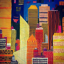 Francesco Lietti Experience It Painting Home Decoration Illustration Hongkong Yellow Abstract Skyline Buildings Cityscape Art City Collage City Art