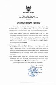 Pengumuman penerimaan calon pegawai negeri sipil (cpns) departemen kelautan dan perikanan tahun 2004 p e n g u m u m a n nomor : Arsip Badan Kepegawaian Dan Pengembangan Sumber Daya Manusia Pemerintah Kota Batam