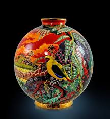 Art Deco Jungle Series Toucan At Night Ceramic Vase C 1925 By Maurice Paul Chevallier For Faiences De Longwy Vase Crafts Pottery Art Geometric Vases