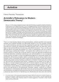 Pdf Aristotle S Relevance To Modern Democratic Theory