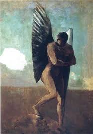 fallen angel looking at at cloud 1875 oil on canvas stedelijk museum amsterdam netherlands ルドン イラスト 絵