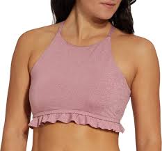 Calia By Carrie Underwood Womens Ruffle High Neck Swim Top