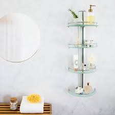 Shop Danya B Bathroom Decor Floating 4 Tier Adjustable Frosted Glass Wall Shelves With Railings On Aluminum Bar Overstock 26051523
