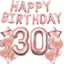Happy 30th Birthday Decorations For Her 30th Birthday Decorations For Her Rose Gold 30th Birthday Etsy In 2020 30th Birthday Decorations 30th Birthday Balloons Happy Birthday Balloon Banner
