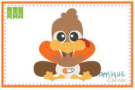 Download Applique Corner Turkey Baby In Diaper Cuttable Svg Clipart Cuttable Svg Clipart