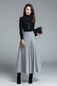Light Grey Skirt Wool Skirt Winter Skirt Pleated Skirt Maxi Skirt Winter Wool Skirt Long Skirt Skirt For Women Handmade Skirt 1643 Tweed Wolle Tar