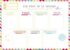 Mommy Dream Com Planning Vierge Planning Menu Semaine Menu Semaine