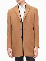 2015 new winter coat collar slim men / men's camel wool. Wool Blend Camel Topcoat Calvin Klein
