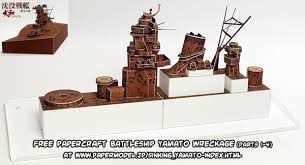 You can download these paper model templates. Ninjatoes Papercraft Weblog Free Papercraft World War Ii Battleship Yamato Wreckage Parts 1 4