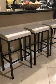 Bar stool modern diamond stitching gold metal leg kitchen| no customs charges. Amisco S Bradley Narrow Depth Backless Modern Stool Free Shipping