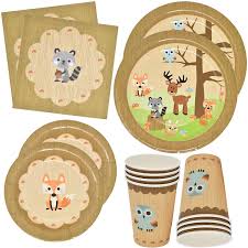 Themes based on the rainforest and. Gift Boutique Woodland Animal Creatures Tableware Set 24 9 Plates 24 7 Plates 24 9 Oz Cups And 50 Luncheon Napkins For Baby Shower Birthday Forest Friends Theme Party Supplies Decorations Walmart Canada