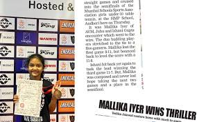 Mallika's Achievement in Table Tennis, Primary Section, AVM Juhu